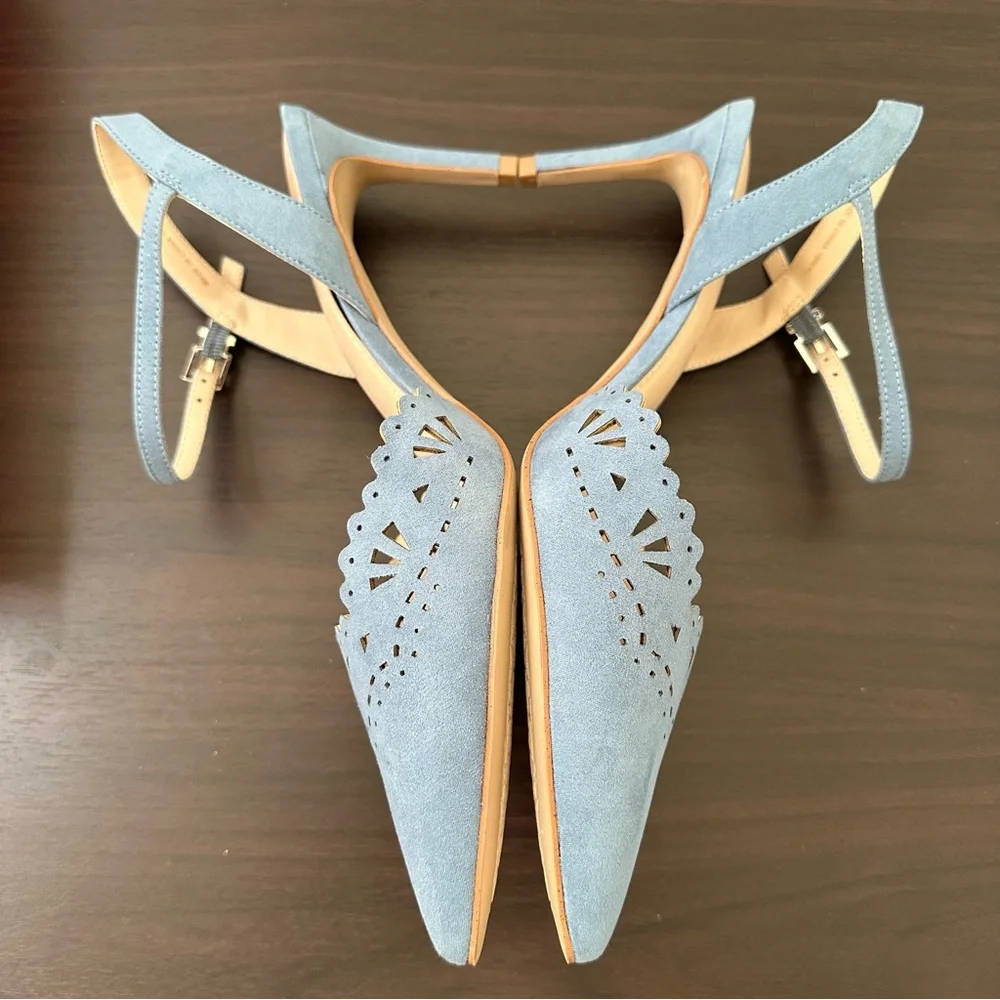 Kelly & Katie Pointed Toe Blue Microsuede Pumps, Size 10 Women's Heels New